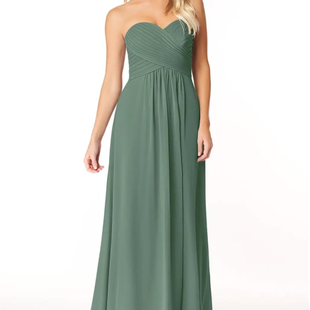 Azazie Strapless Dress - Yazmin - Eucalyptus